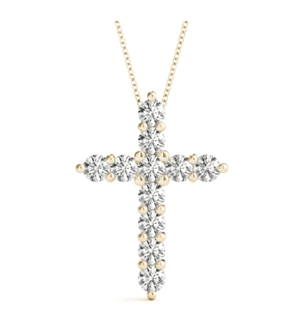 Solitaire Diamond Cross Pendant - Image 2